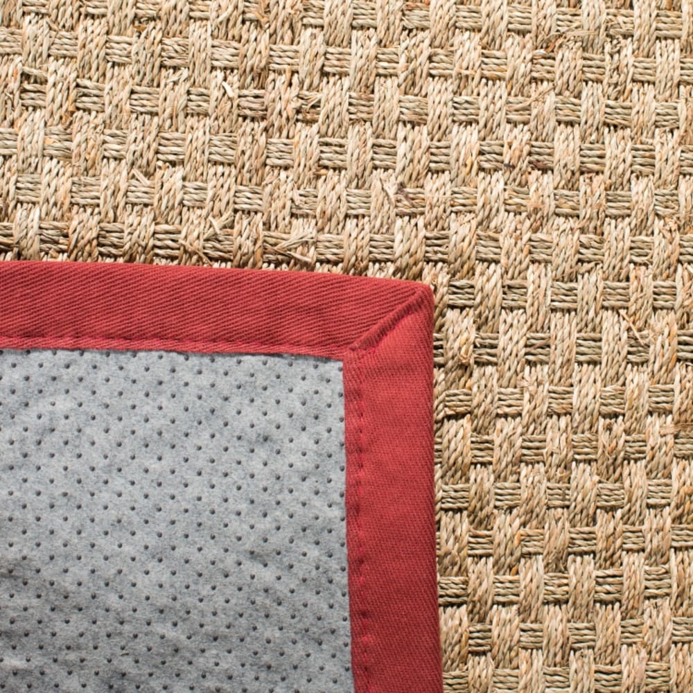 Tapis fibre naturelle en herbiers marins beige/rouge, 61 x 91 cm — vue 4