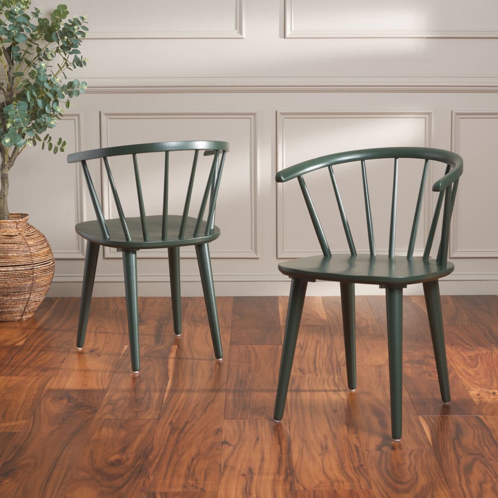 2er-Set Stühle aus Kautschukholz in Grün - Maisons Du Monde