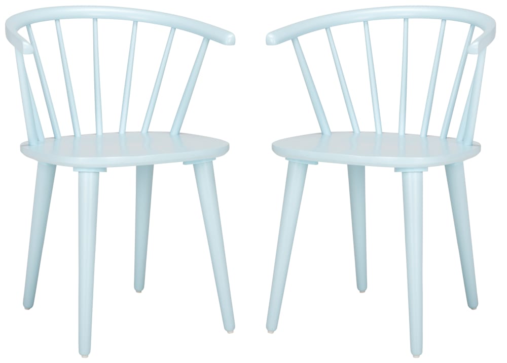 Ensemble de 2 chaises d'appoint en 100% bois d'hévéa, bleu pâle Ensemble de 2 chaises d'appoint en 100% bois d'hévéa, bleu pâle