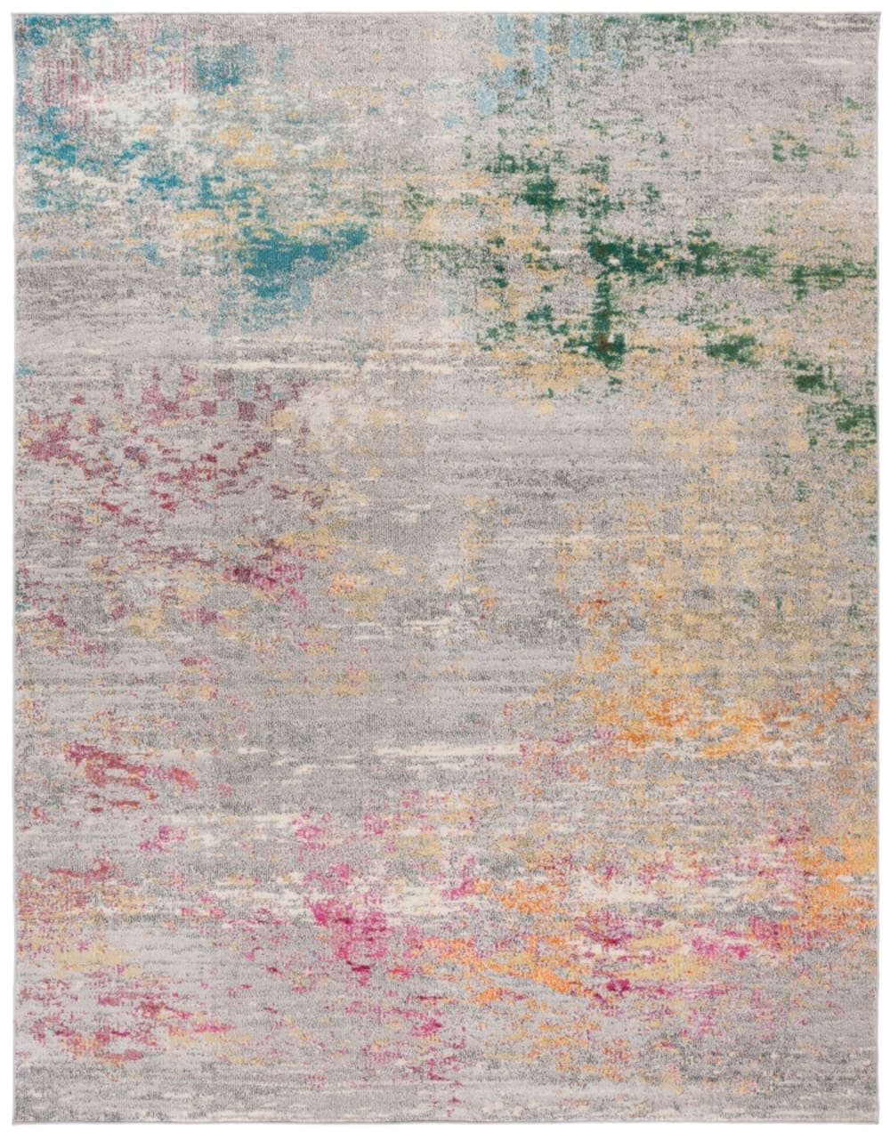 Tapis contemporain en polypropylène gris/or, 274 x 366 cm