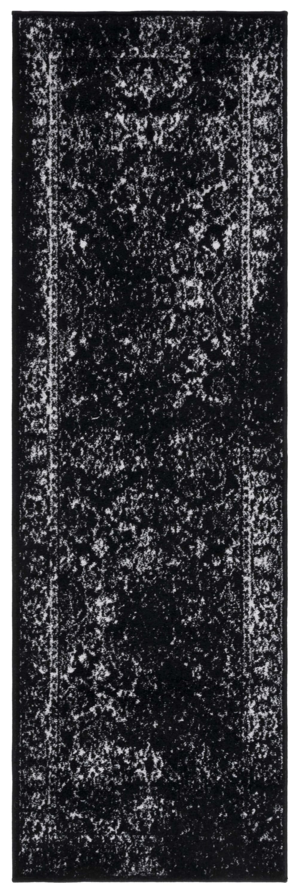 Tapis distressed vintage en polypropylène noir/blanc, 76 x 244 cm