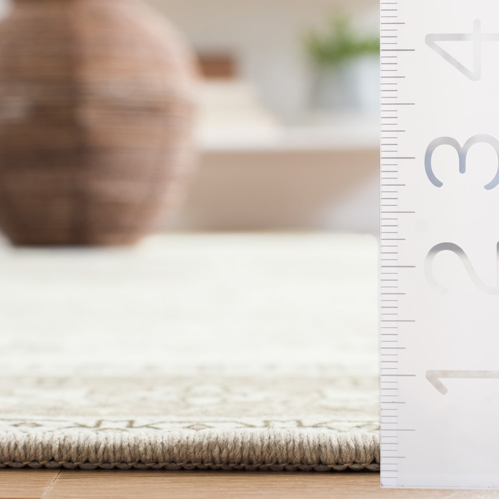 Tapis traditionnel en polyester vert/blanc, 91 x 91 cm — vue 4