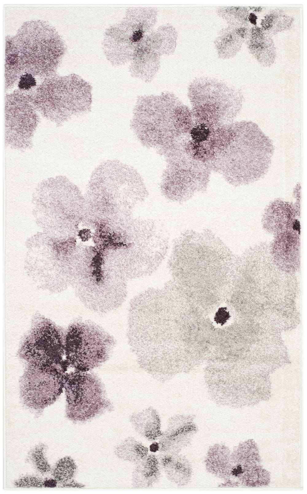 Tapis contemporain en polypropylène blanc/violet, 91 x 152 cm