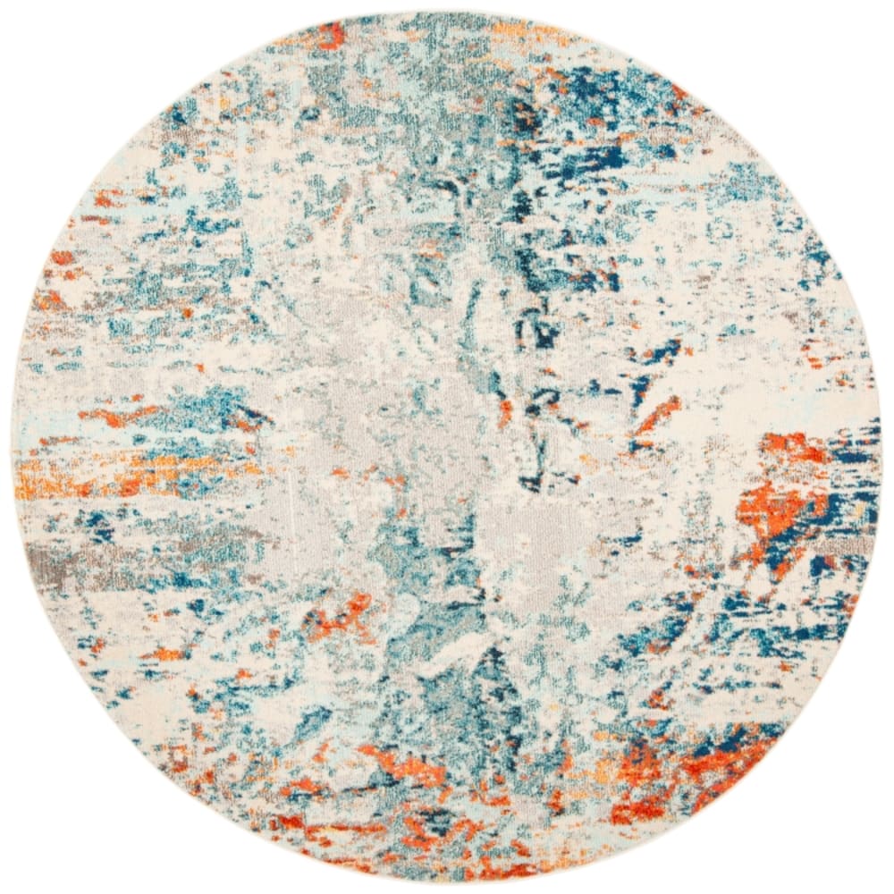 Tapis contemporain en polypropylène beige/orange, 201 cm