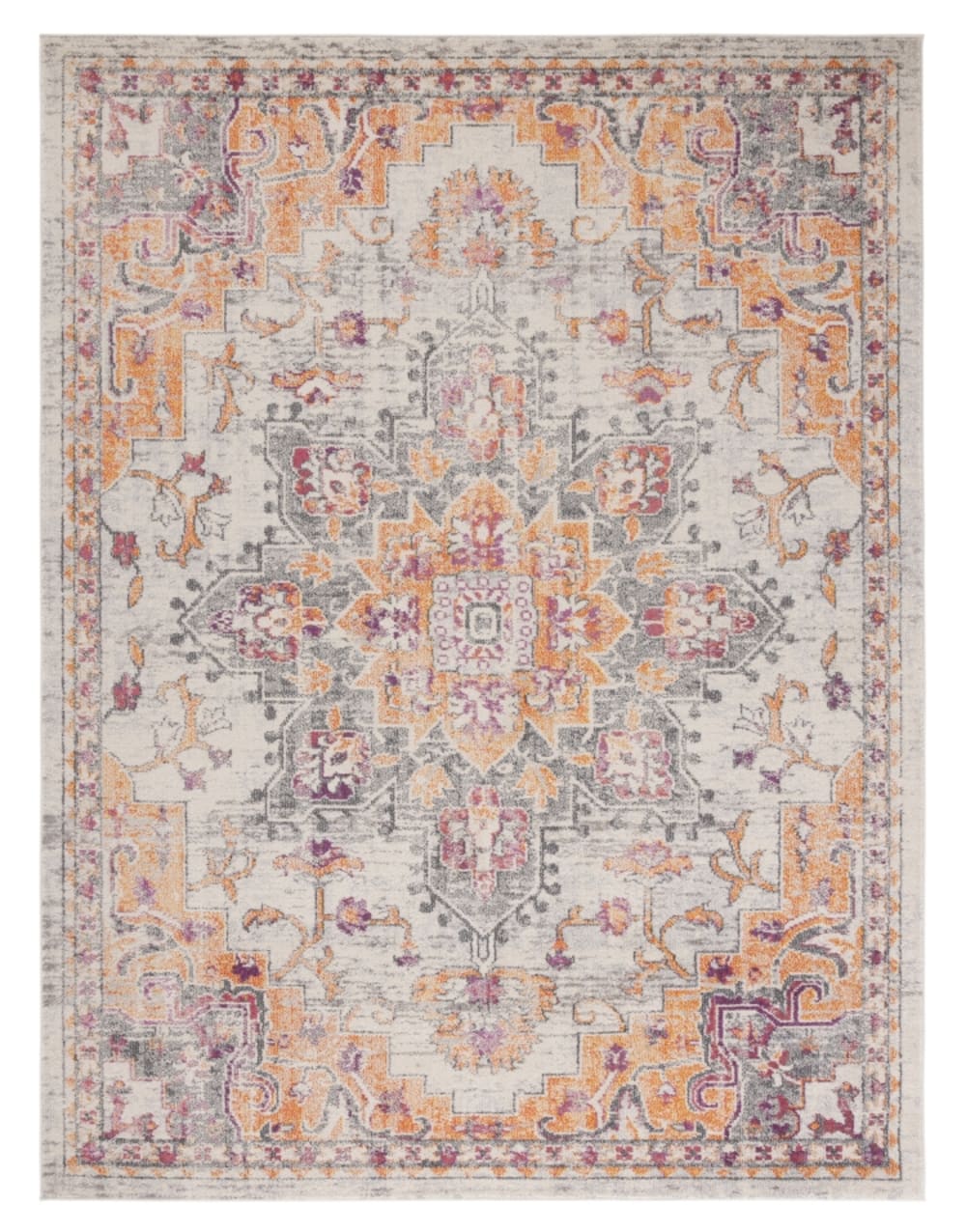 Tapis bohème en polypropylène beige/orange, 183 x 274 cm