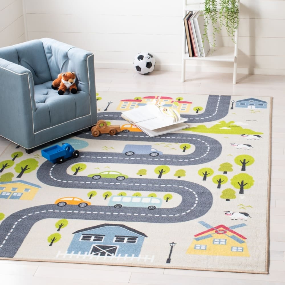 Tapis moderne en polyester beige/vert, 165 x 231 cm — vue 3