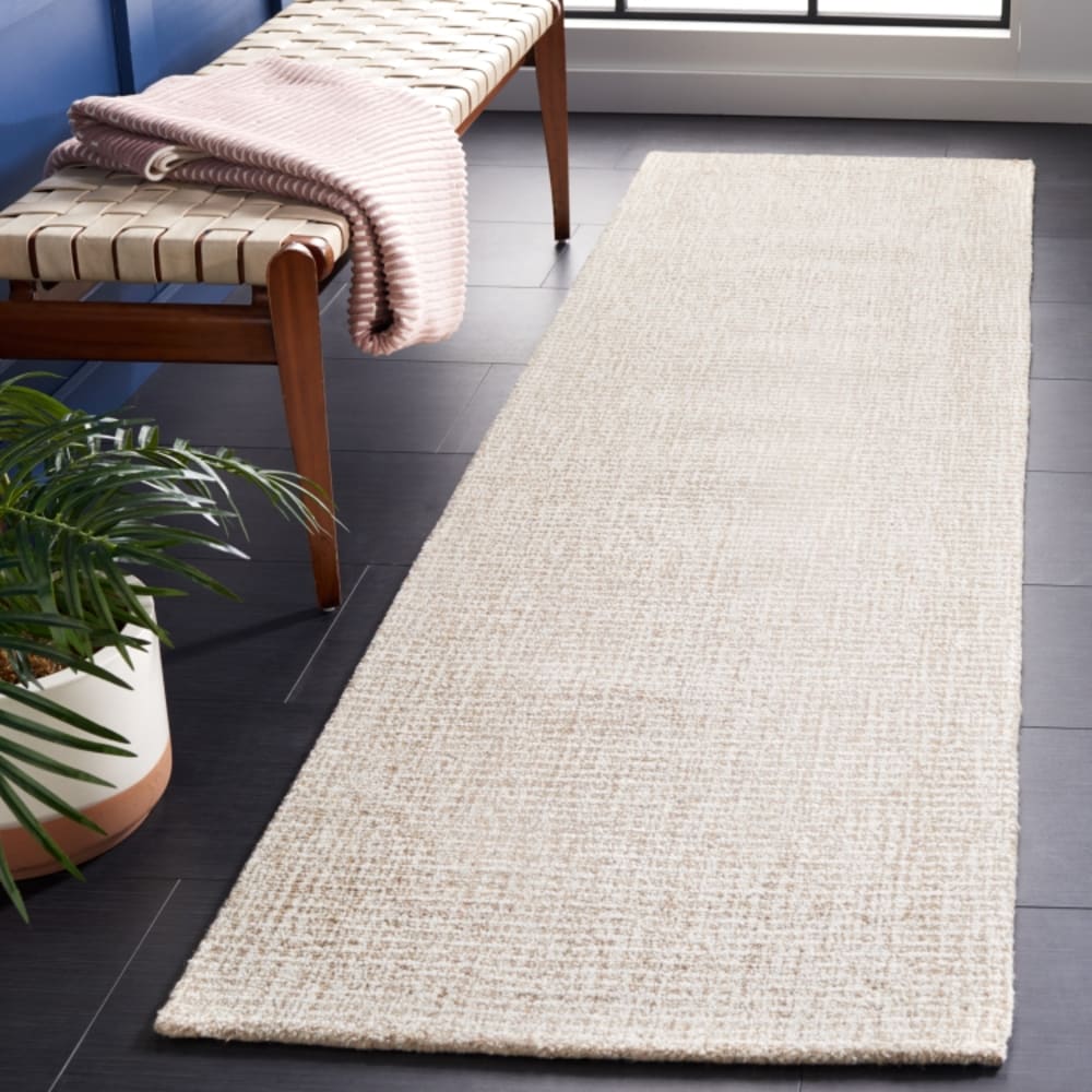 Tapis contemporain en laine blanc/gris, 69 x 244 cm — vue 3