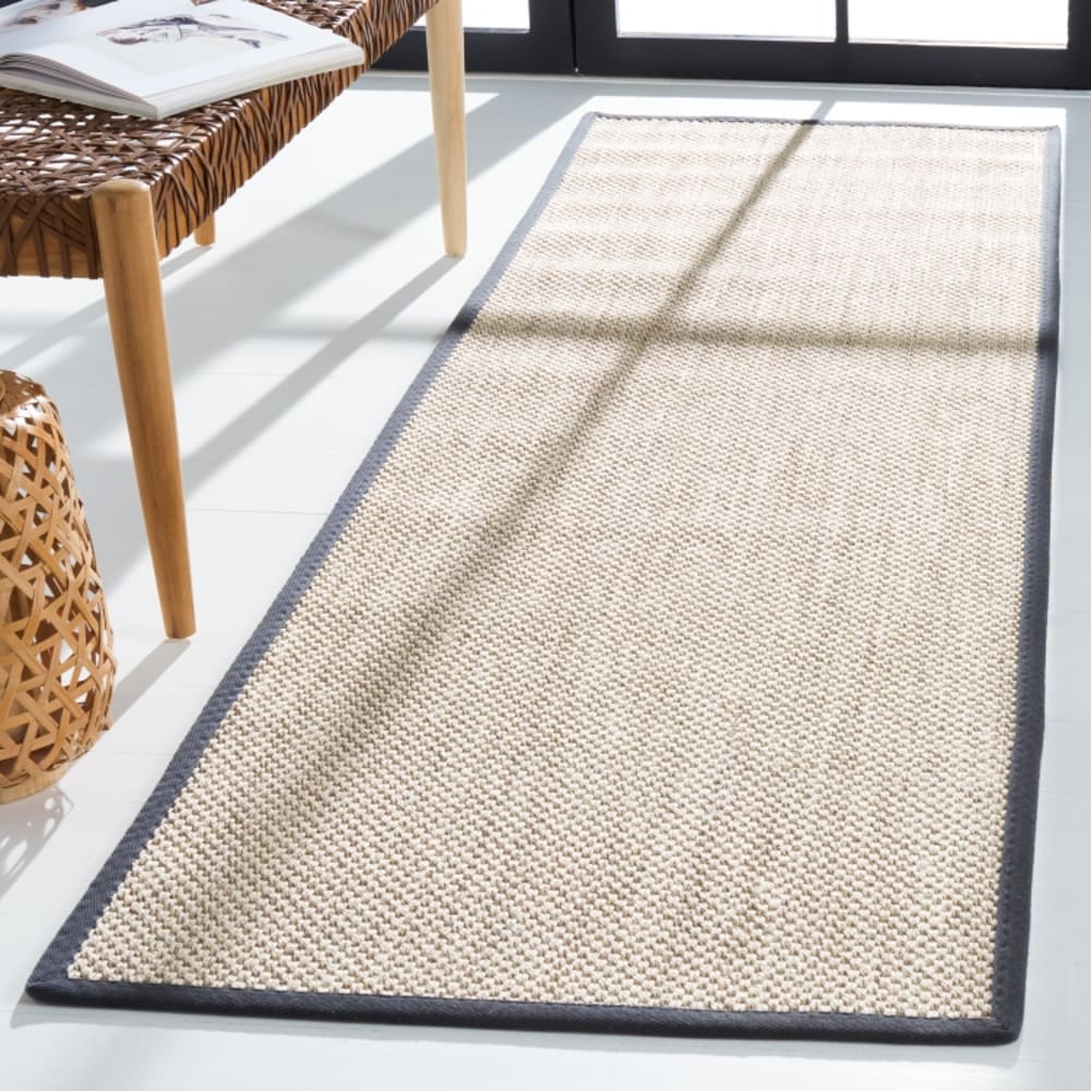 Tapis fibre naturelle en sisal blanc/gris, 76 x 244 cm — vue 3