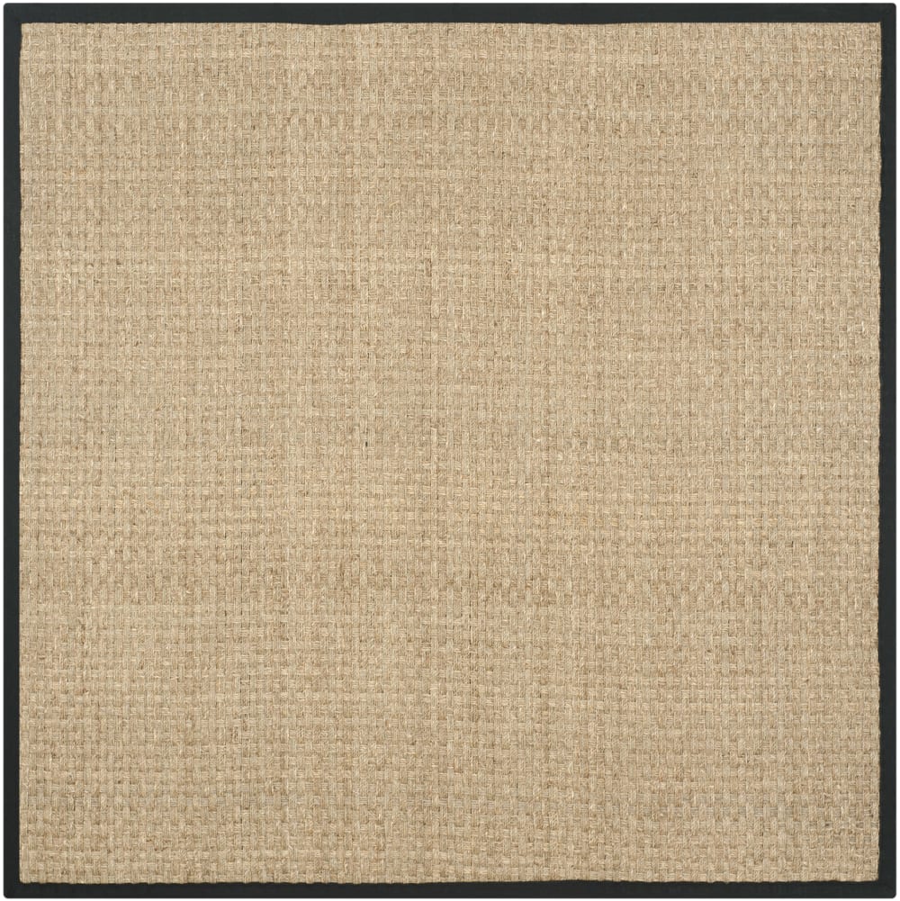 Tapis fibre naturelle en herbiers marins beige/noir, 152 x 152 cm