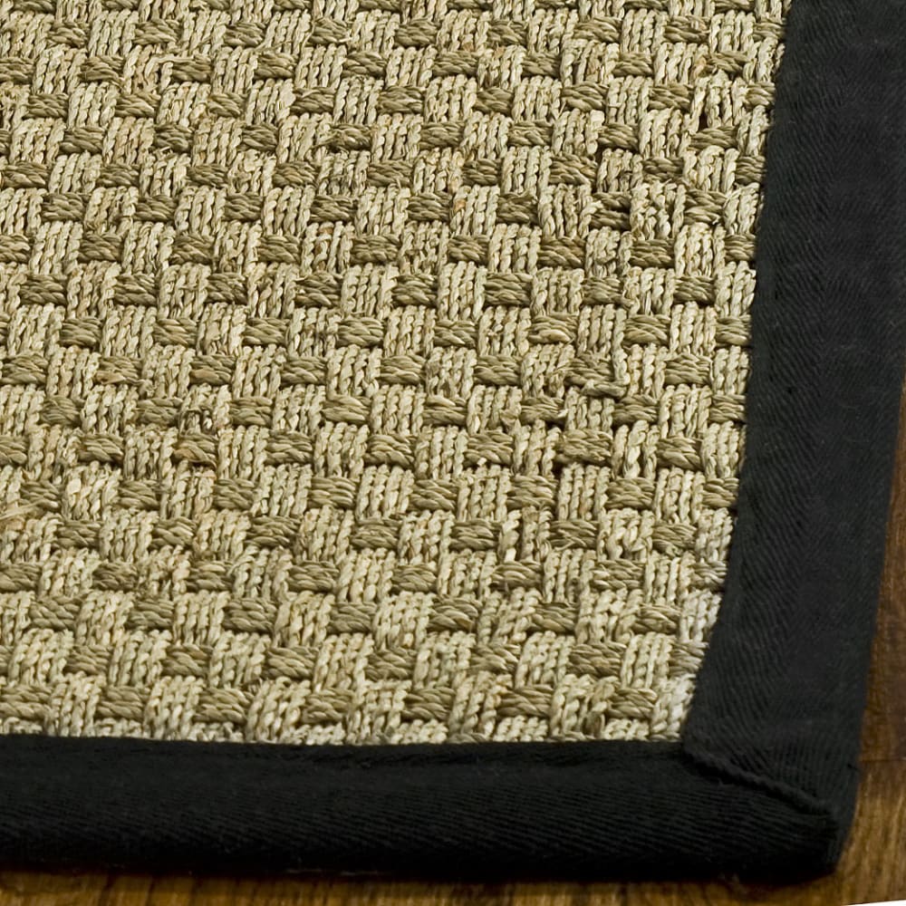 Tapis fibre naturelle en herbiers marins beige/noir, 152 x 152 cm — vue 3