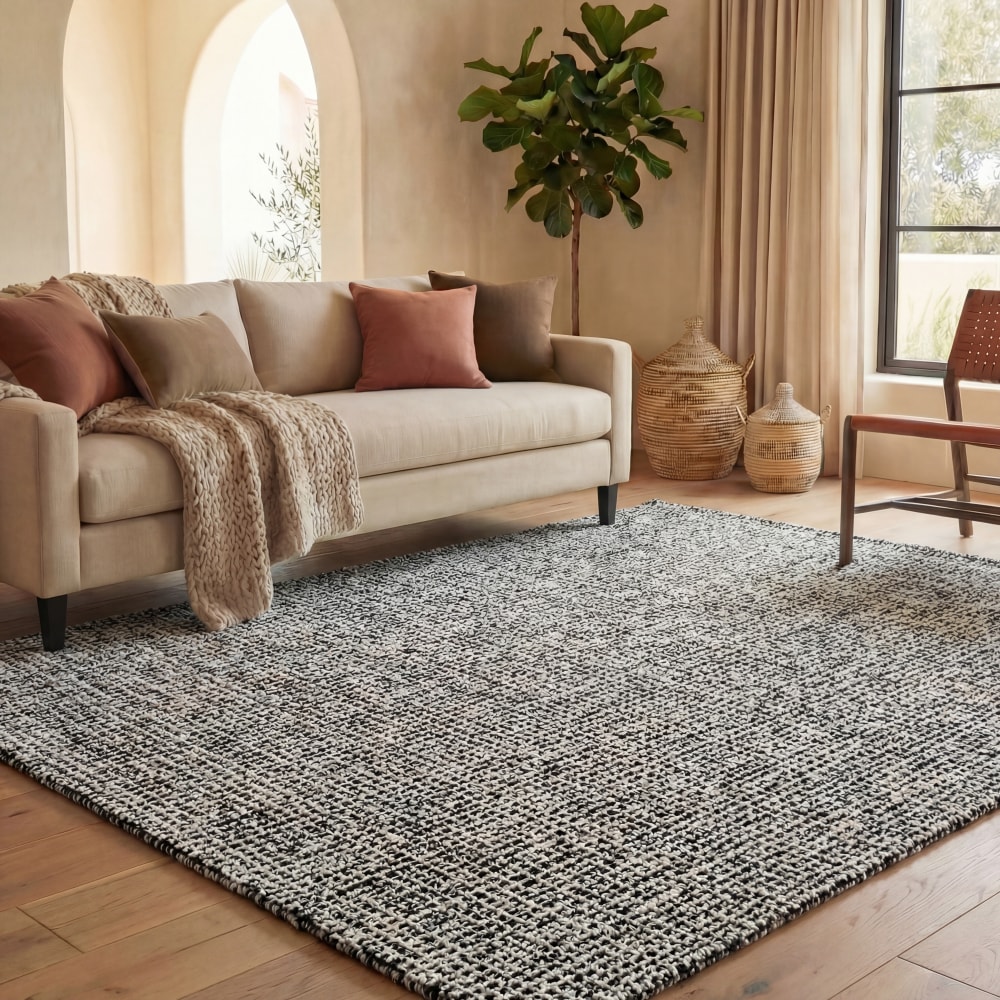 Tapis contemporain en laine noir/blanc, 91 x 152 cm — vue 3