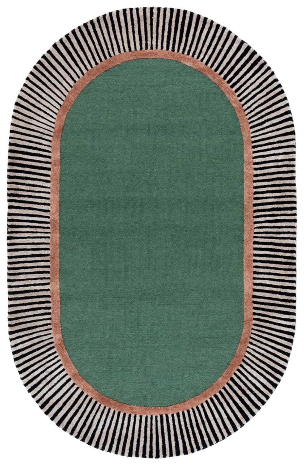 Tapis moderne en laine vert/noir, 152 x 244 cm