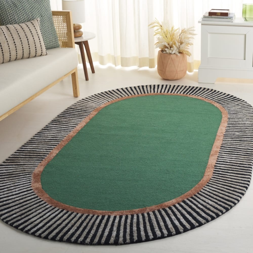Tapis moderne en laine vert/noir, 152 x 244 cm — vue 3