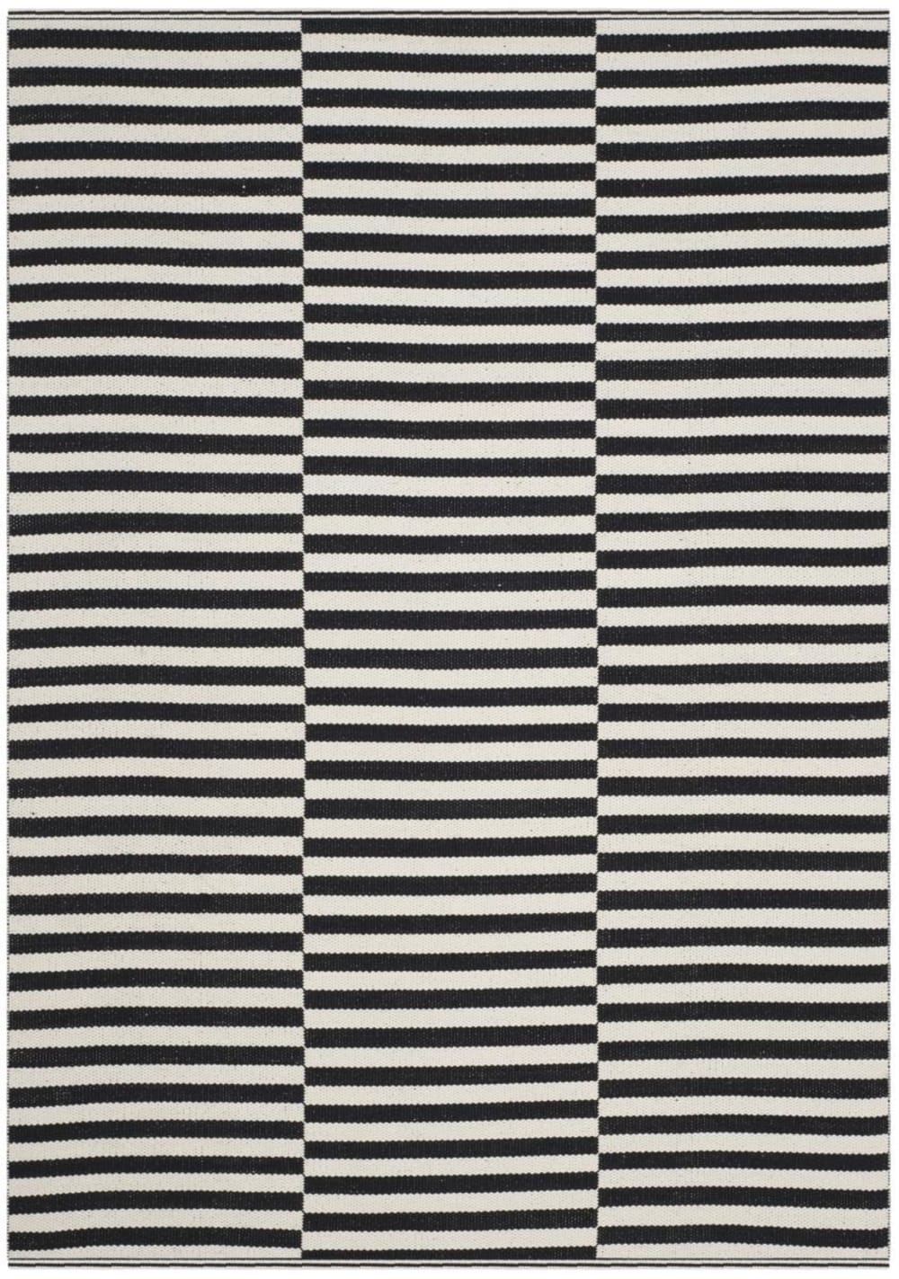 Tapis moderne en coton blanc/noir, 183 x 274 cm