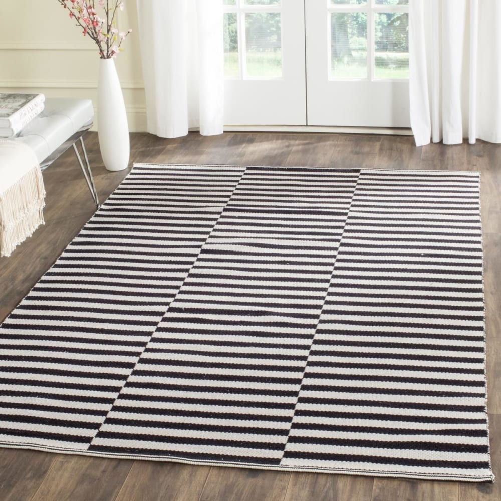 Tapis moderne en coton blanc/noir, 183 x 274 cm — vue 4