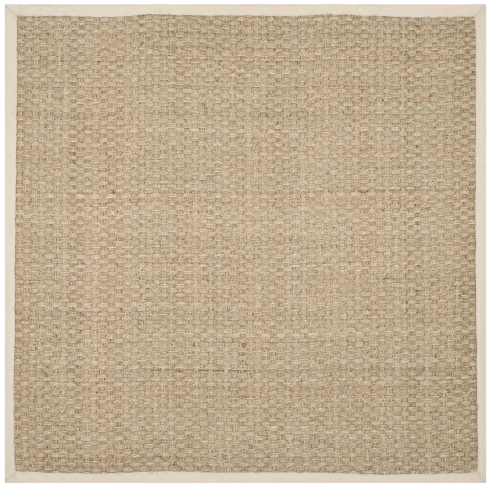 Tapis fibre naturelle en herbiers marins beige/blanc, 183 x 183 cm