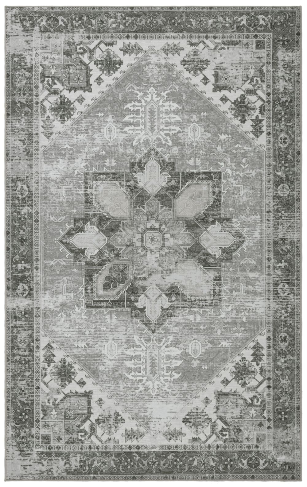 Tapis géométrique en polyester vert/blanc, 91 x 152 cm