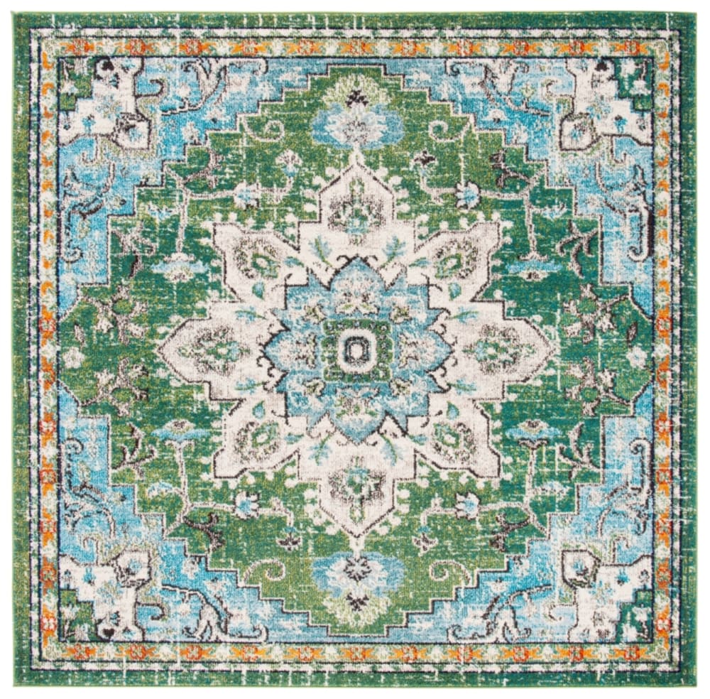 Tapis de transition en polypropylène vert/bleu, 201 x 201 cm
