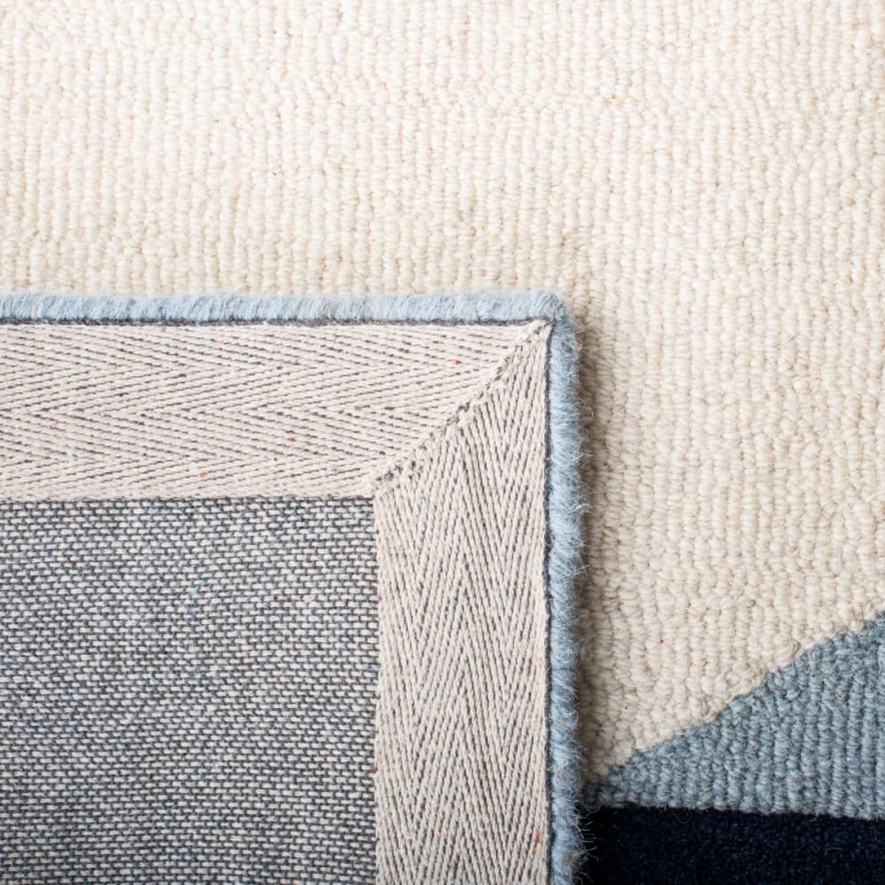 Tapis géométrique en laine blanc/bleu, 183 x 274 cm — vue 4