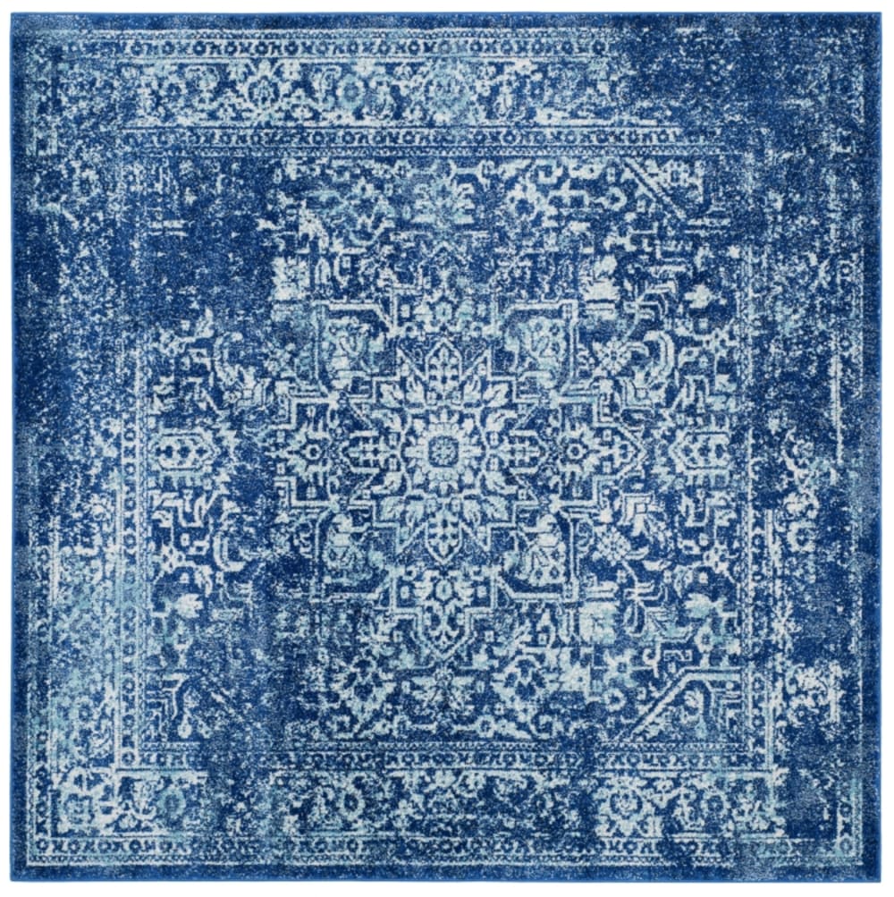 Tapis de transition en polypropylène bleu/blanc, 160 x 160 cm