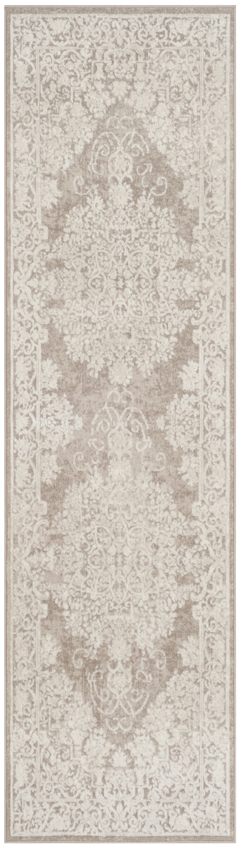 Tapis contemporary en polyester beige, 69 x 244 cm