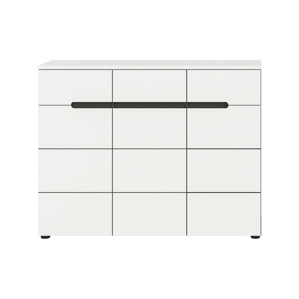 Meuble à chaussure 3 portes 120x37x94cm décor blanc - kanut