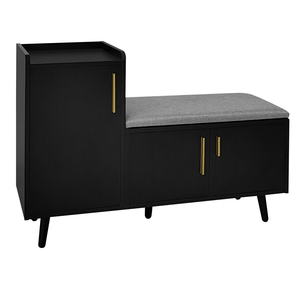 Meubles Cosy Schuhaufbewahrungstruhe mit 3 Türen und mehreren Ebenen style classic chic Schwarz Spanplatte