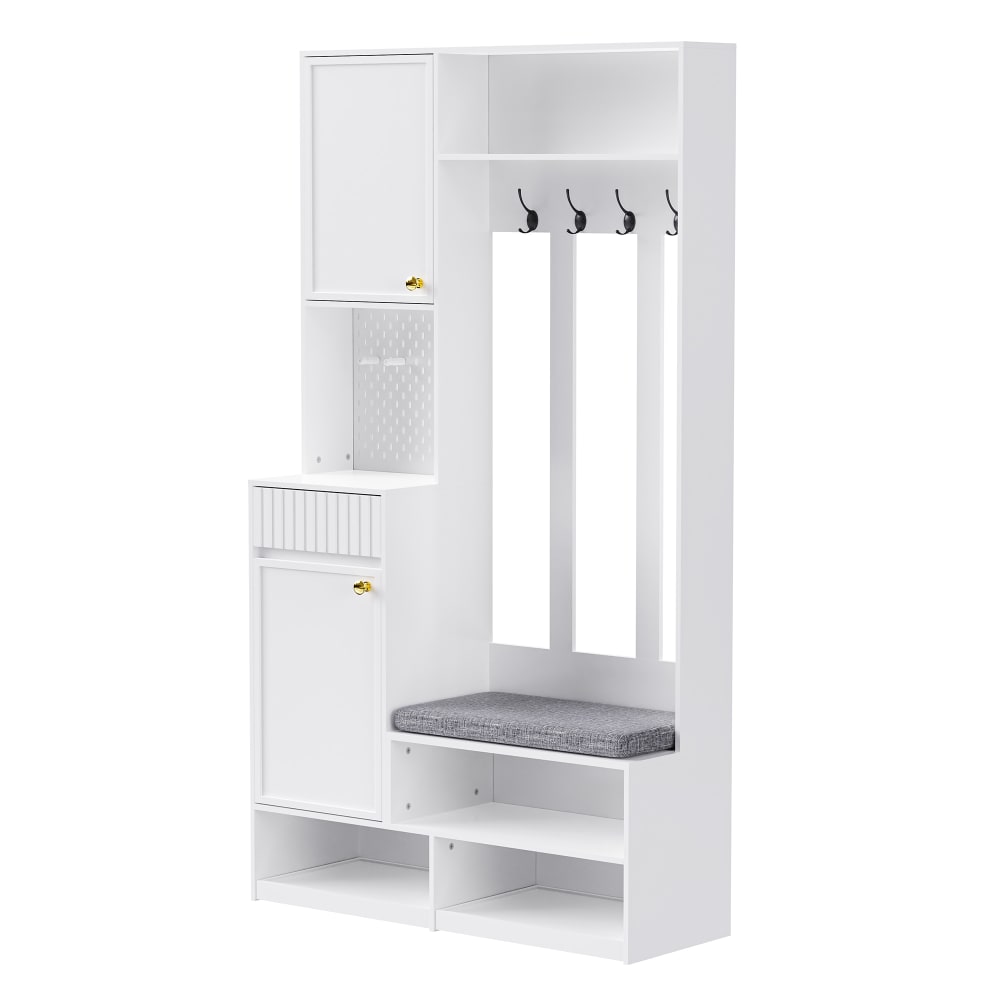 Meubles Cosy Flur-Set mit Bank, 4 Haken, Türen und Schubladen, weiß style classic chic - Holz