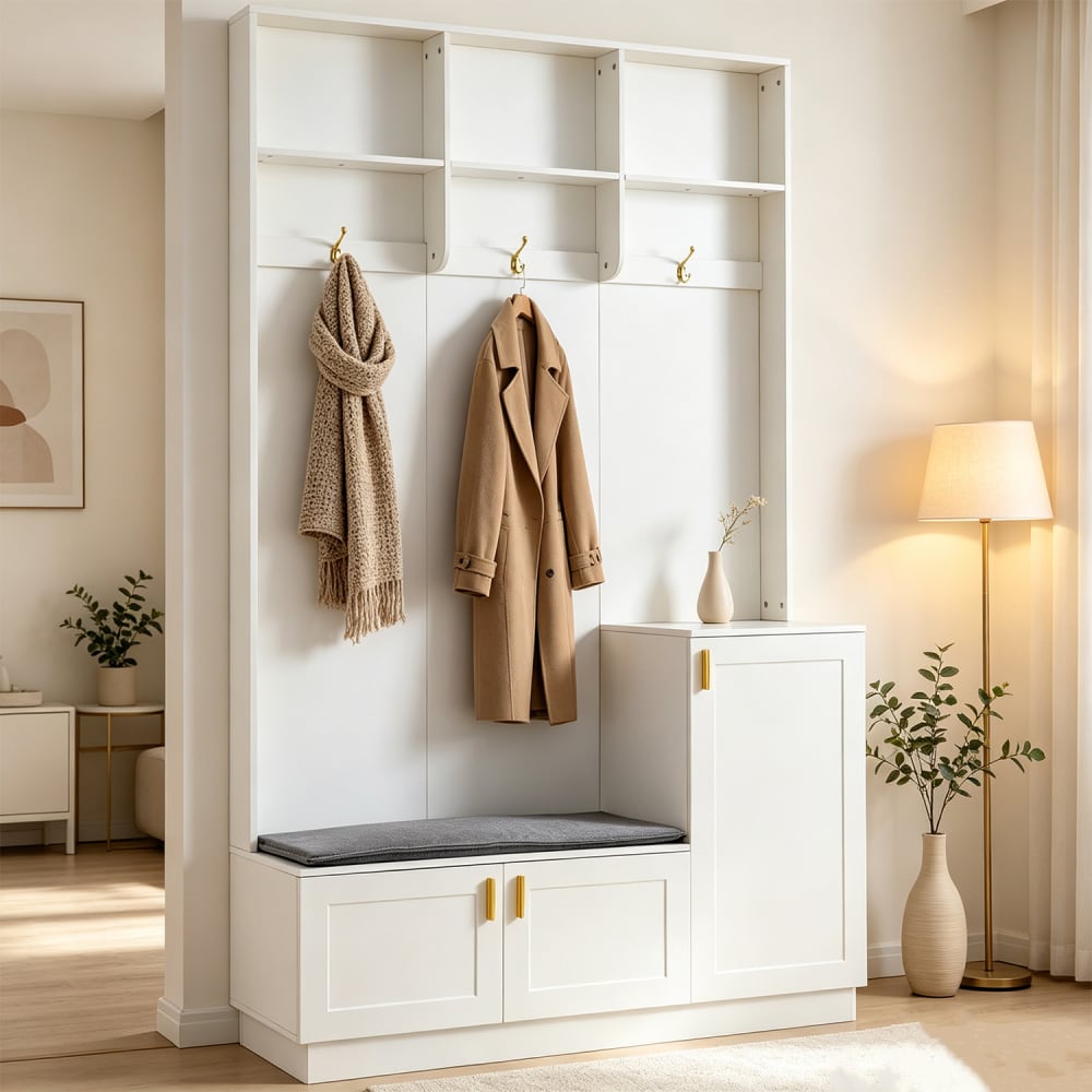 Garderoben-Set mit Aufbewahrungsbank und Schuhregal - Maisons Du