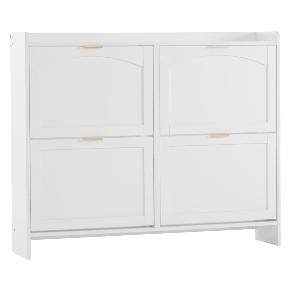 Meuble à chaussures avec 4 compartiments basculants, blanc