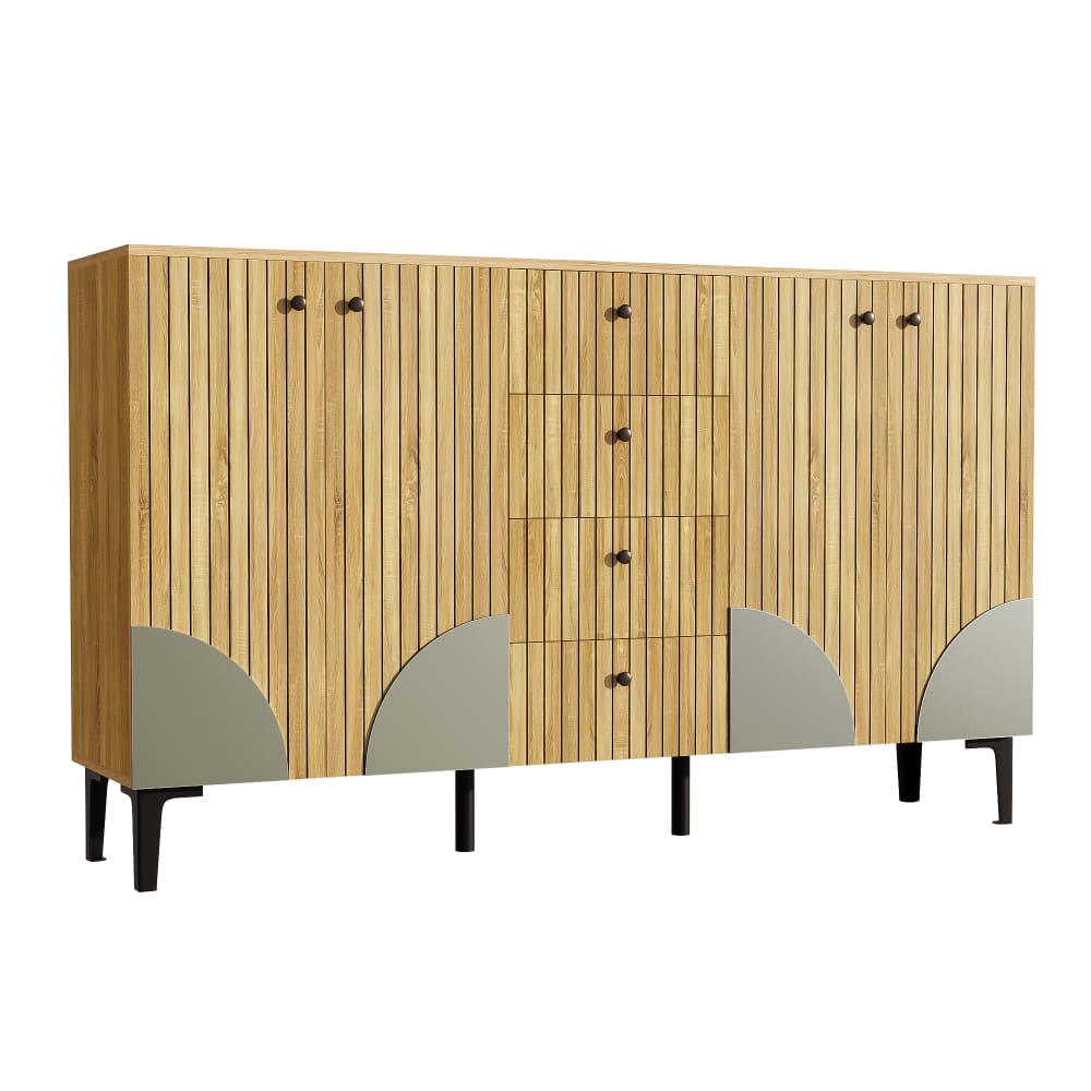 Meuble de rangement en bois avec 4 portes et 4 tiroirs