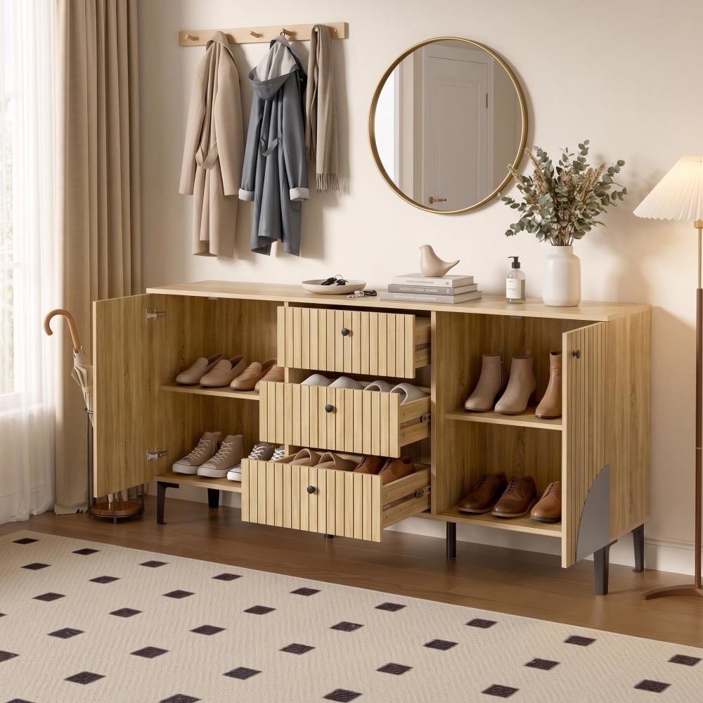 Holz-Aufbewahrungsschrank mit 4 Türen und 4 Schubladen - Maisons