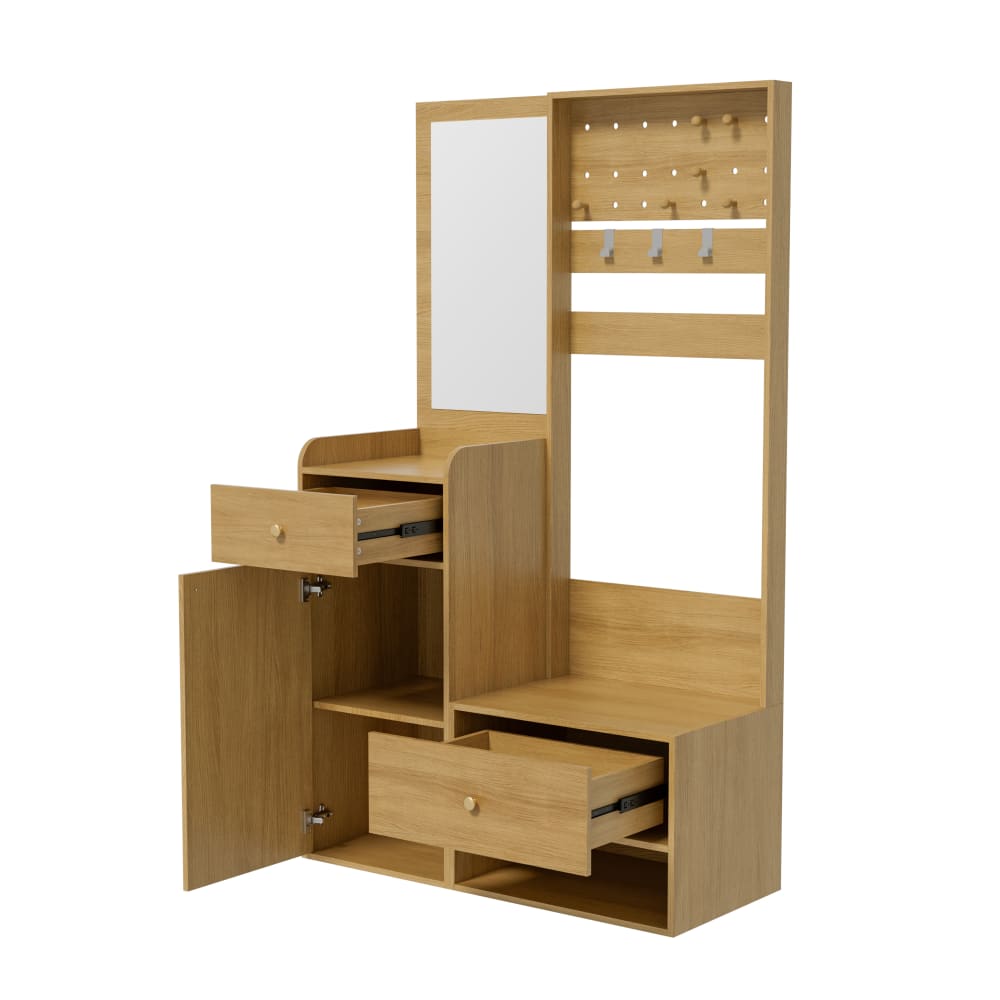 Meubles Cosy Eingangsregal mit Spiegel und geräumigen Ablagen für Schuhe style classic chic Mehrfarbig Spanplatte