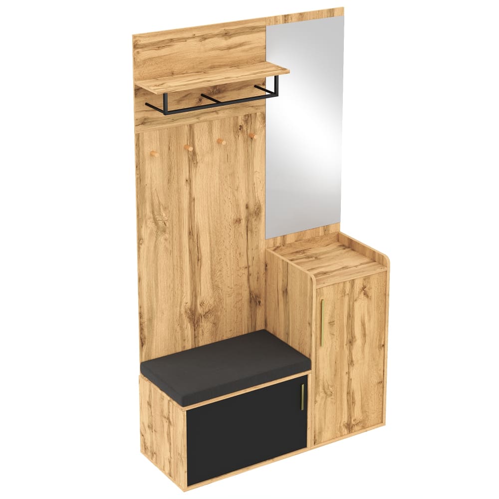 Dressing avec miroir, meuble avec porte-chaussures et crochets