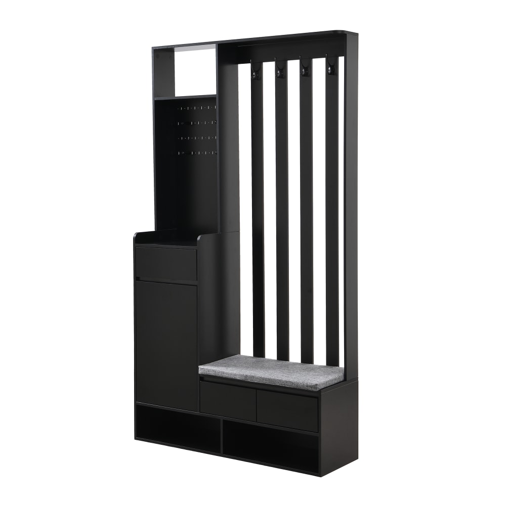 Porte-manteau avec banc rangement rembourré et meuble à chaussures