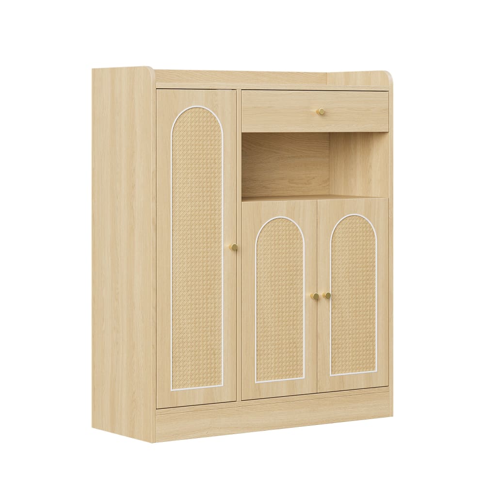 Meuble à chaussures/rangement en rotin avec 1 tiroir et 3 portes