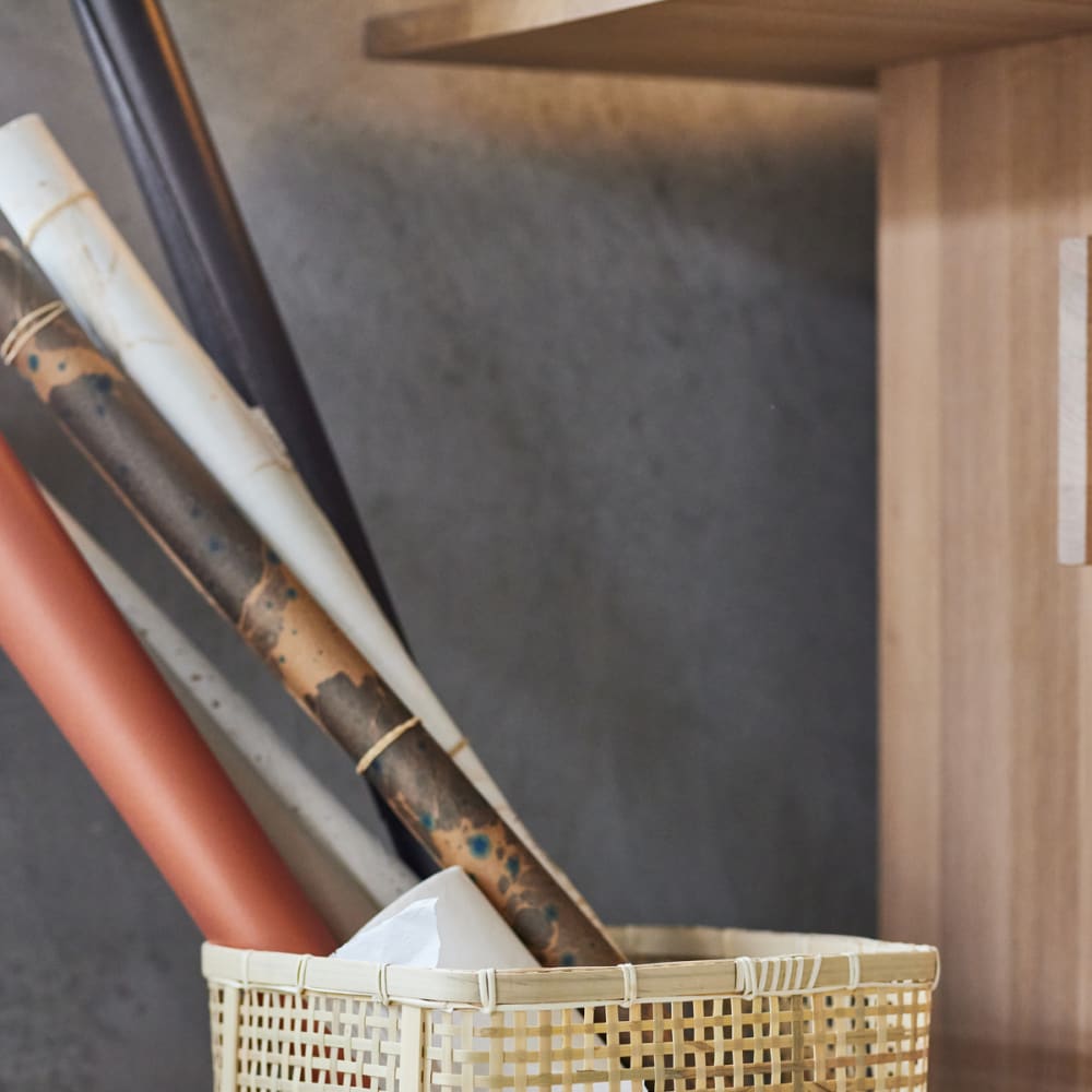 Panier de rangement en bambou coloris beige