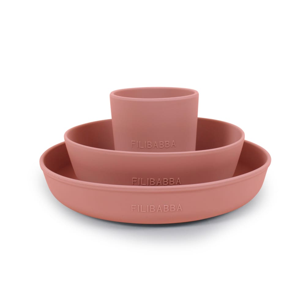 Assiette & bol en silicone coloris rose