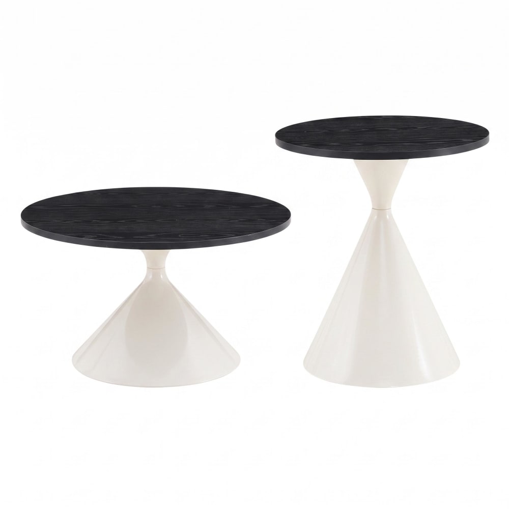 Lot de 2 tables basses avec plateau effet bois noir Lot de 2 tables basses avec plateau effet bois noir