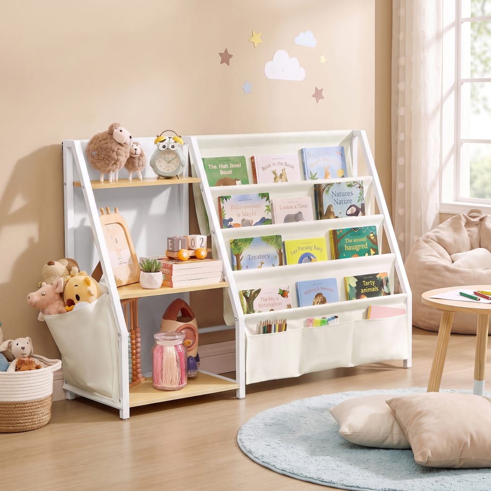 Étagère enfant à jouets poches en tissu 108.5 x 30 x 75 cm jaune (SONGMICS) - Image 1