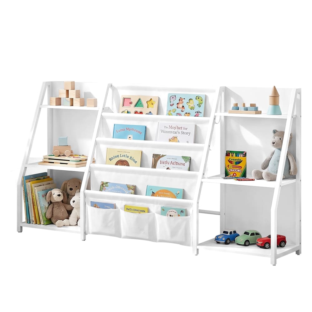 Étagère enfant rangement bibliothèque jouets 148 x 30 x 75 cm blanc