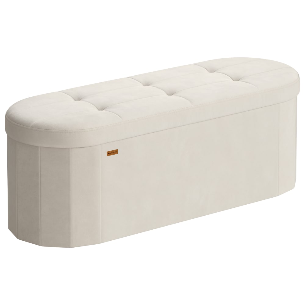 Tabourets ovale en velours pliable 110l beige