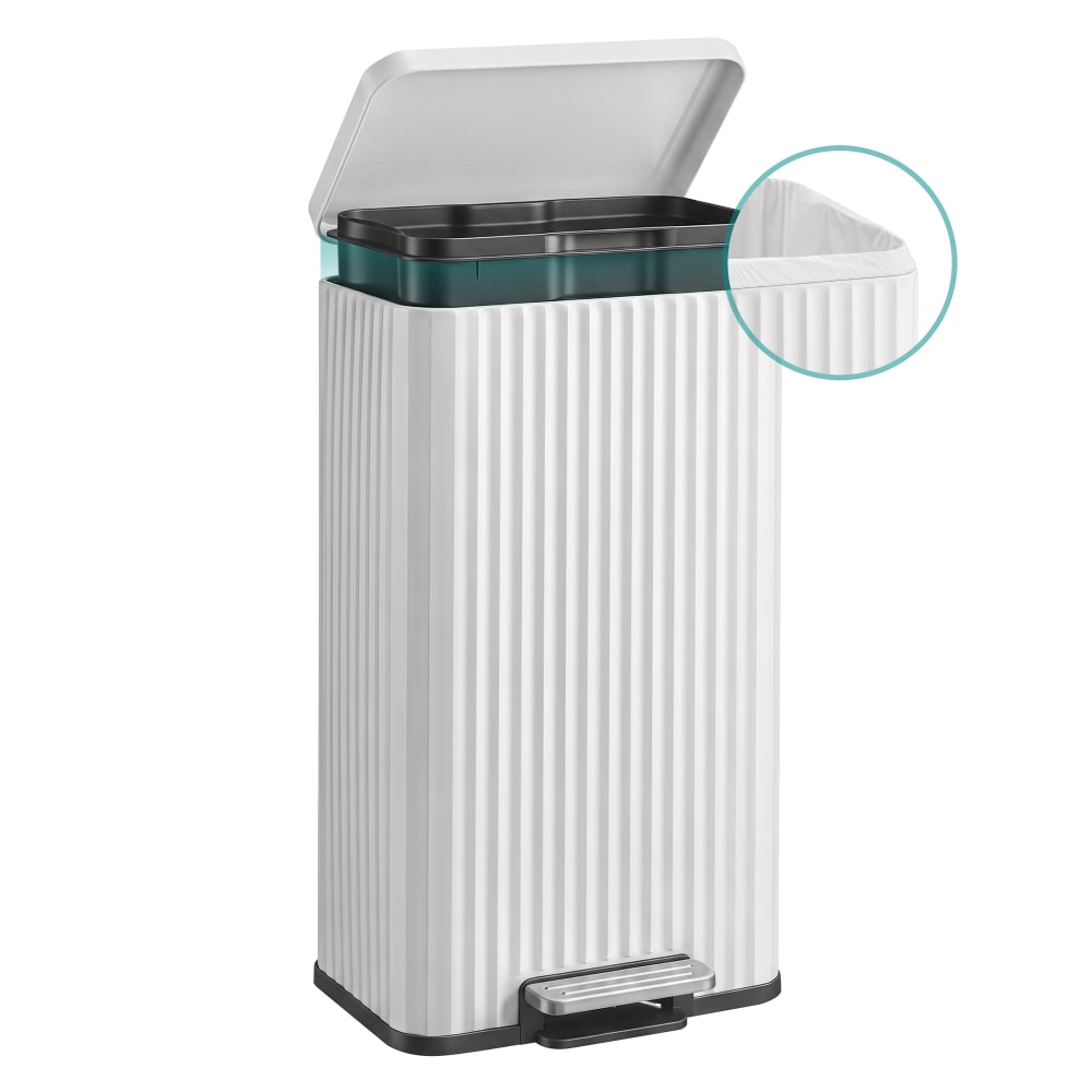 Poubelles de cuisine en acier avec seau interieur blanc