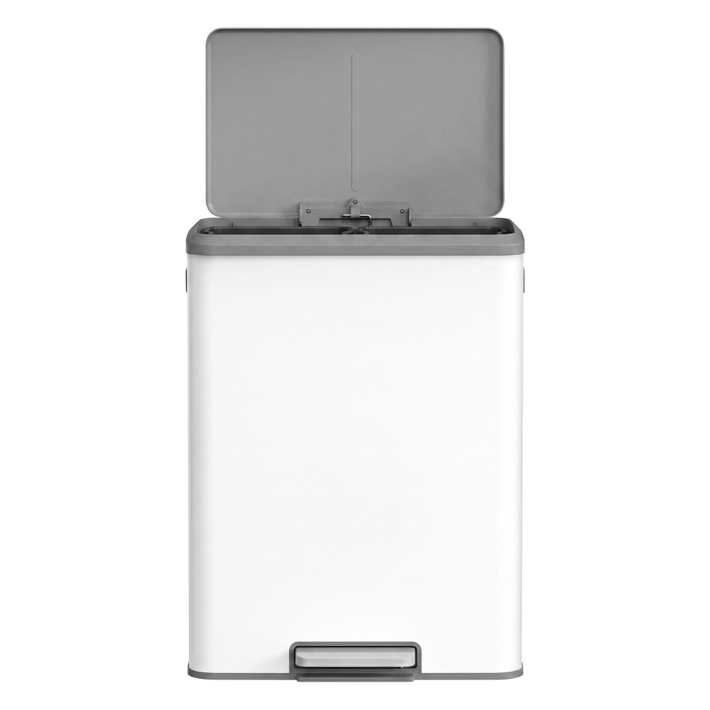 Poubelles de cuisine 2x30l pedale fermeture douce en acier blanc nuage