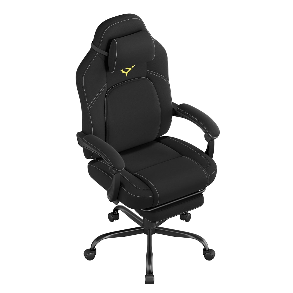 Chaises de bureau ergonomiques à repose pieds coton lin noir Chaises de bureau ergonomiques à repose pieds coton lin noir