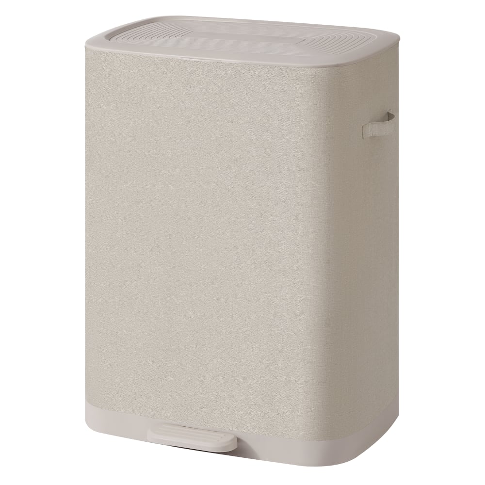 Panier à linge double compartiment avec pédale 160l beige