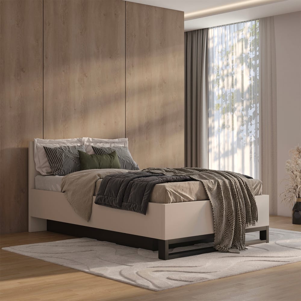 Petits meubles Bett mit Stauraum 140x200 inklusive Laminierte Spanplatten style modern Beige Spanplatte