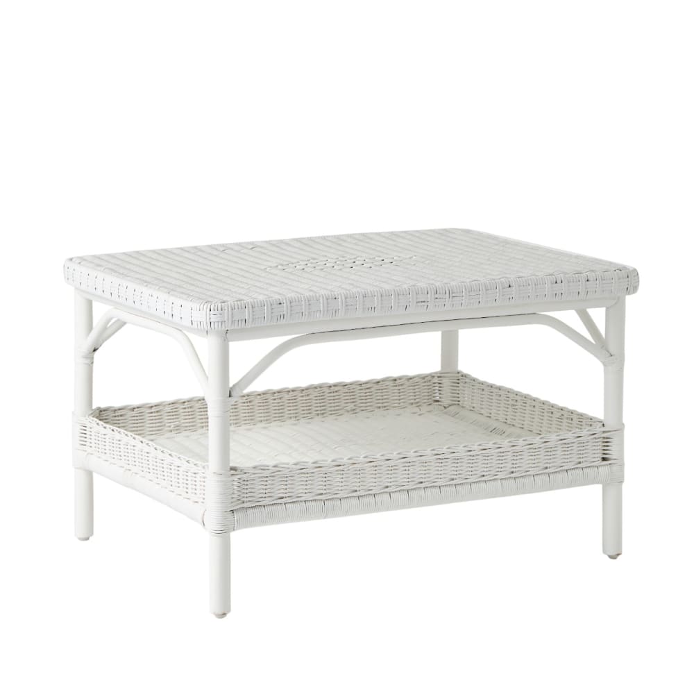 Table basse rectangulaire rotin blanc