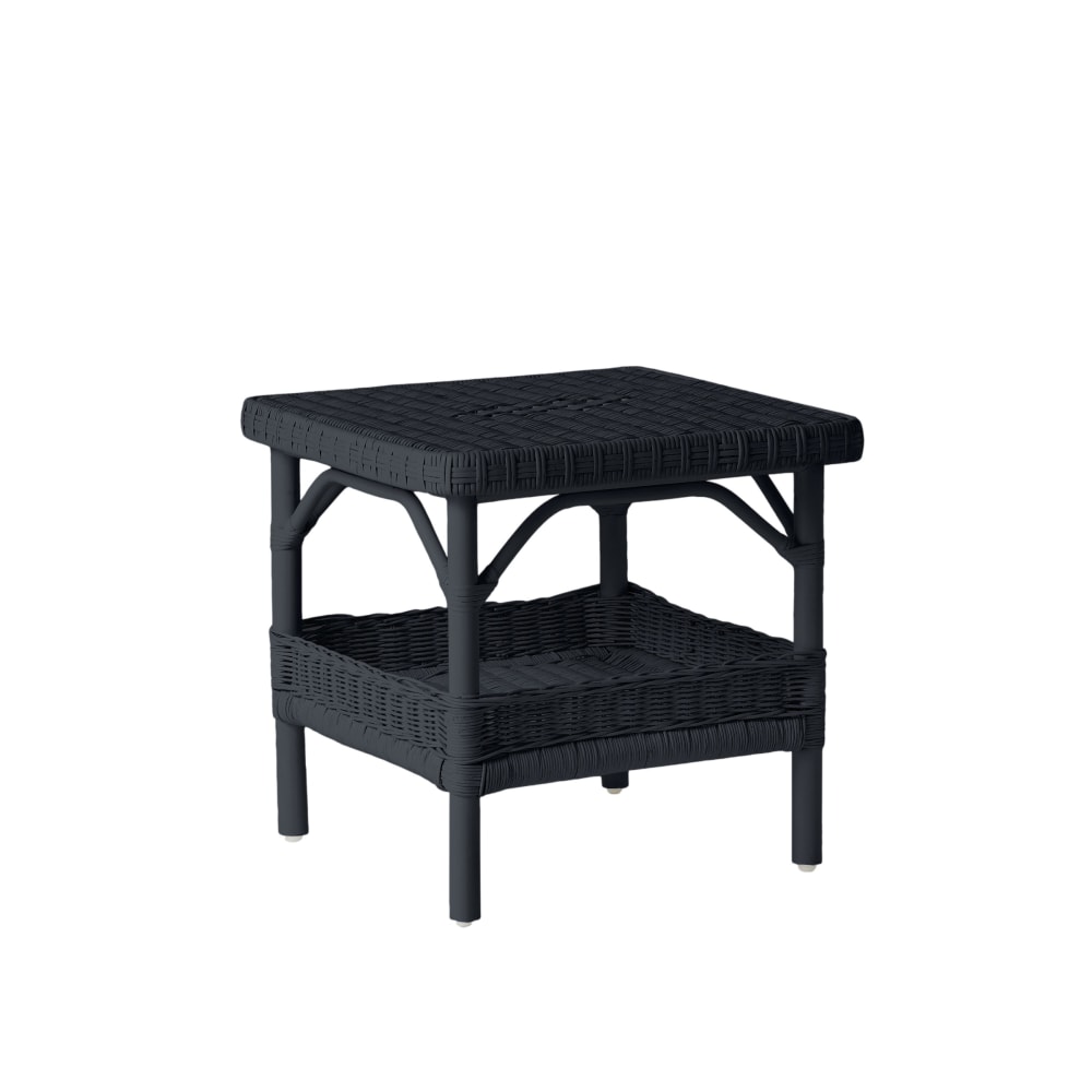 Table basse carrée rotin laqué noir
