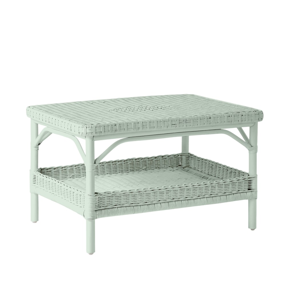 Table basse rectangulaire rotin laqué pistache